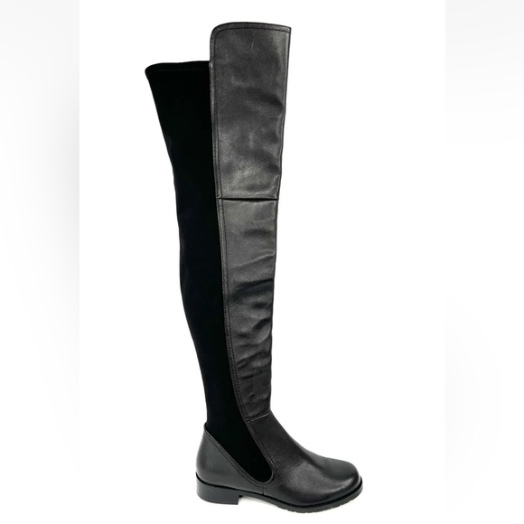 STUART WEITZMAN LANGDON OVER THE KNEE BLACK LEATHER STRETCH BOOTS SIZE US 5 - Picture 8 of 9
